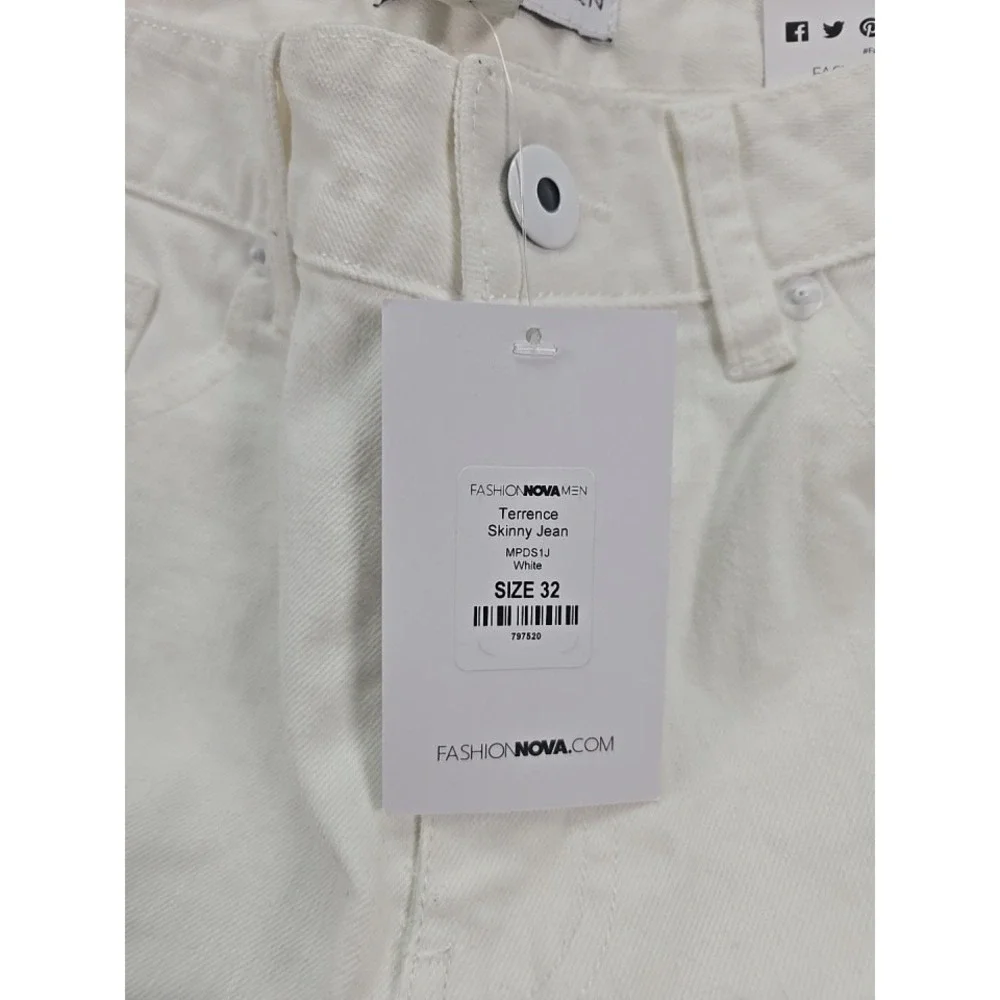Men's White Jeans NEW Fashion Nova Premium Denim Tag measured Size 32x32